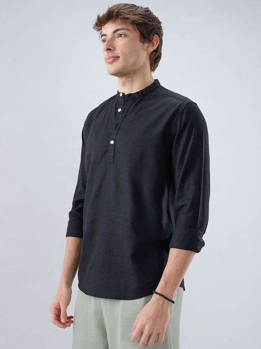 Premium Black Linen Blend Kurta