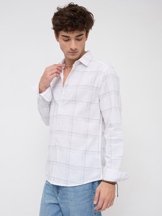 Whiteframe Contrast Chalkline Checked Shirt