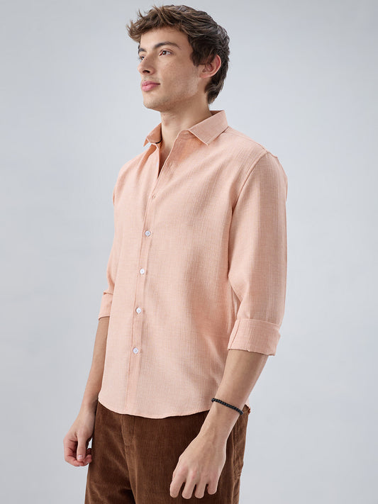 Creamy Peach Subtle Textured Shirt