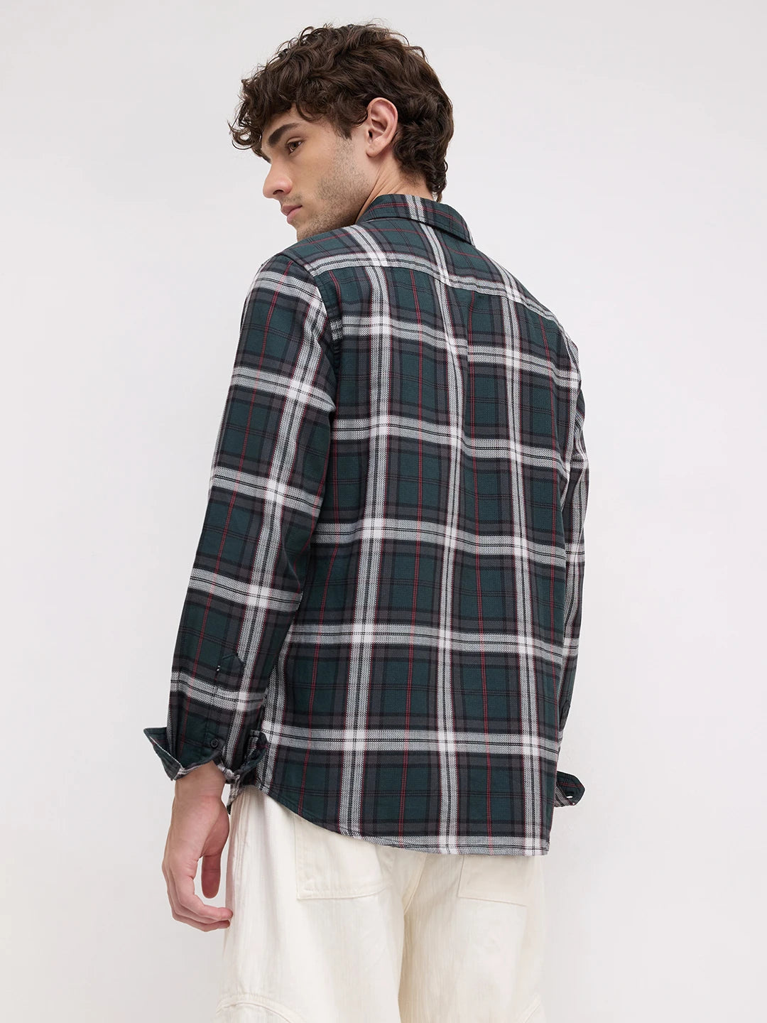 Deep Forest Green Contrast Checks Shirt