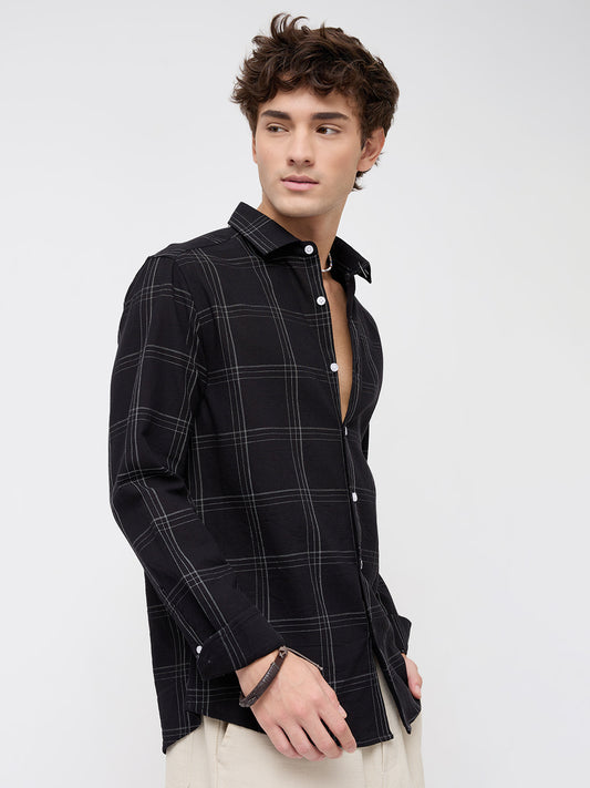 Blackout Contrast Chalkline Checked Shirt