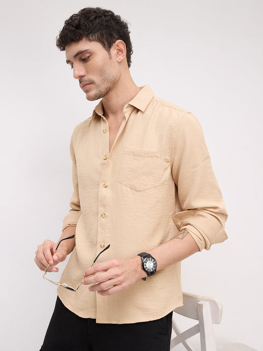 Tan Minimalist Solid Shirt