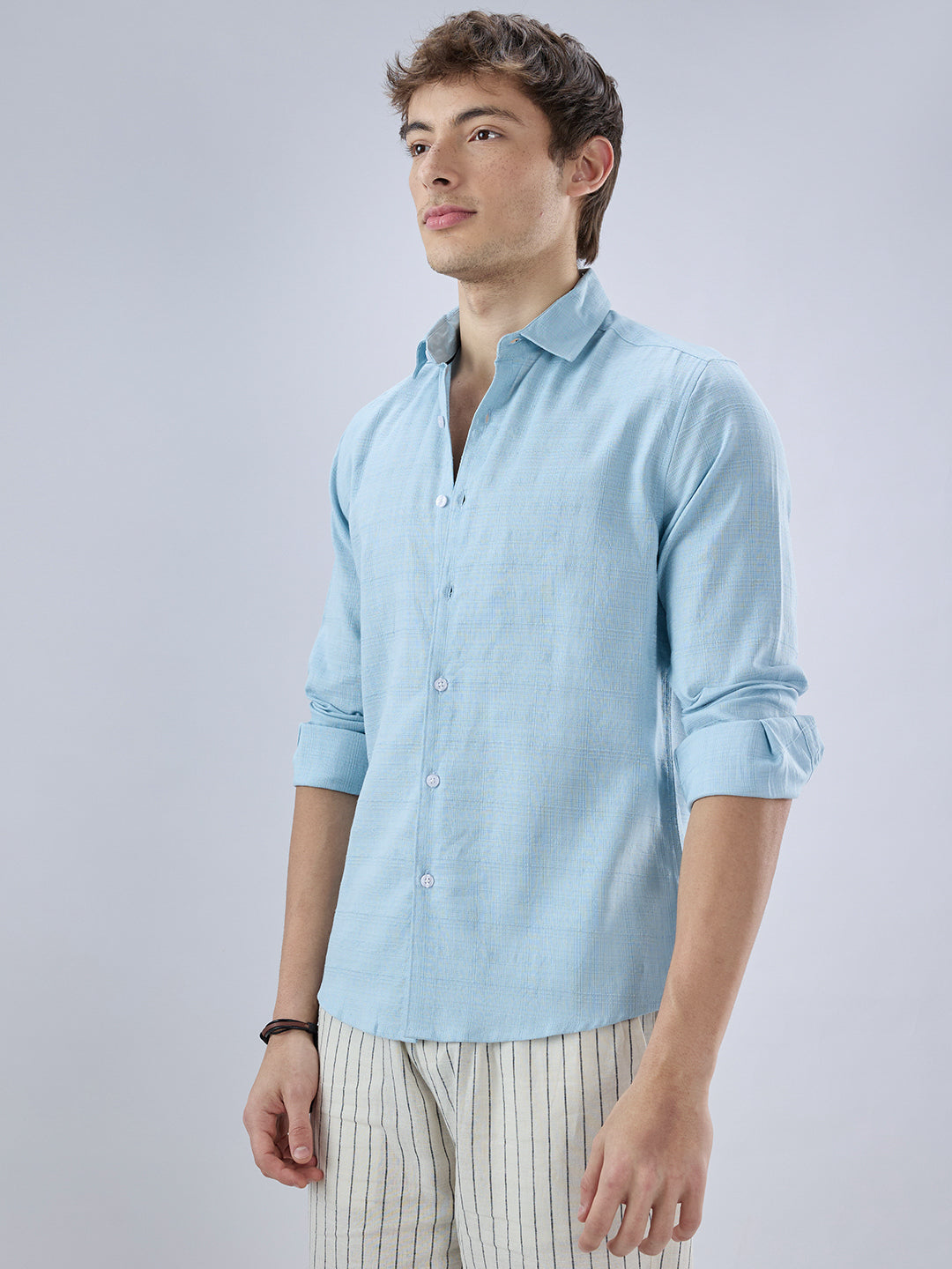 Hushed Blue Fine Weave Textured Shirt