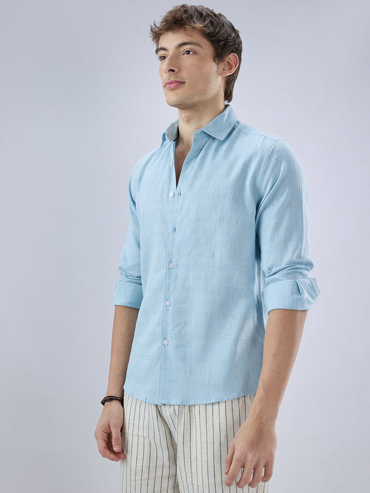 Hushed Blue Fine Weave Textured Shirt