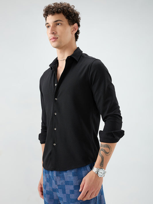 Classic Black Textured Shirt
