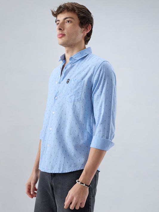 Elegant Blue Printed Everyday Shirt