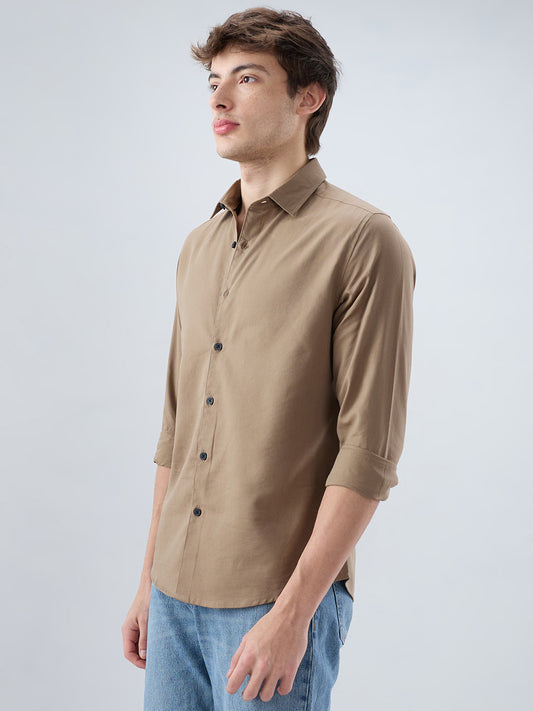 Luxe Olive Brown Oxford Shirt