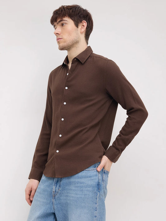 Rich Cocoa Brown Artisan Weave Shirt