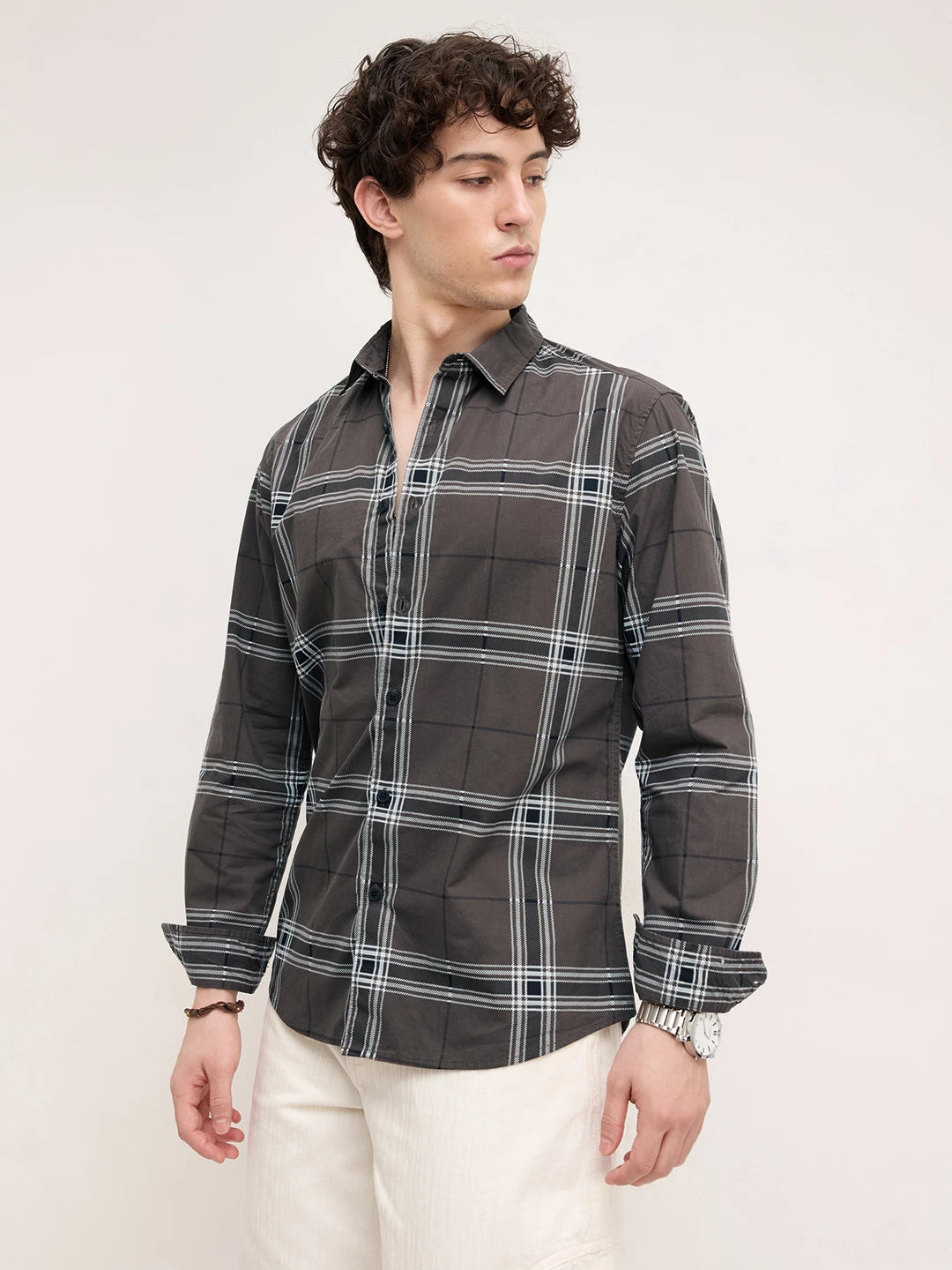 Ash Grey Everyday Plaid Checks Shirt