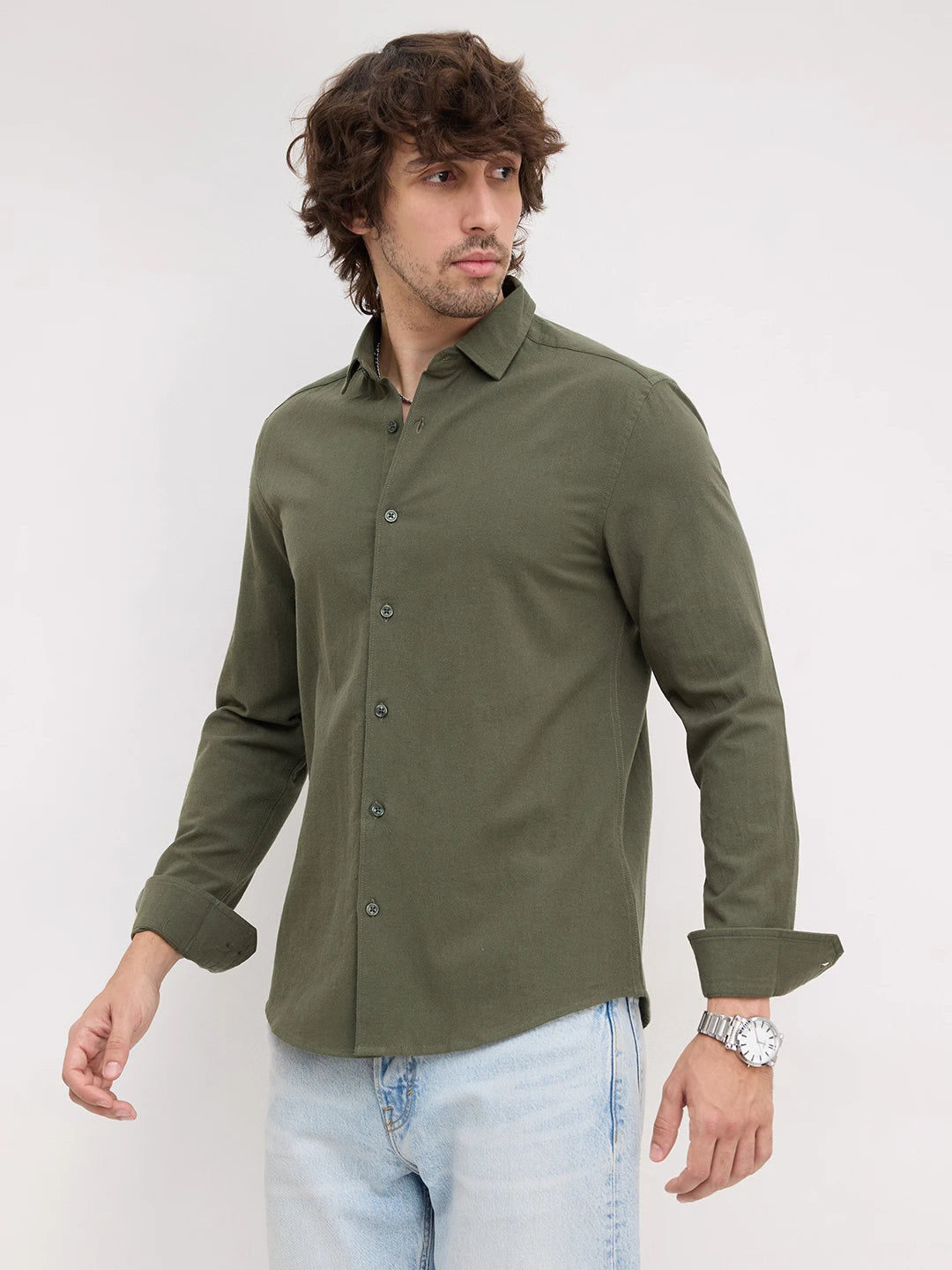 Timeless Solid Moss Green Shirt