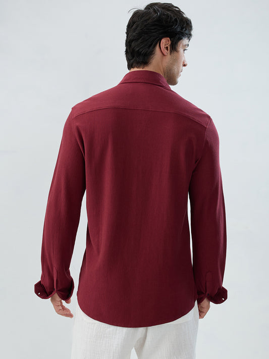 Classic Maroon Textured Knit Shirt