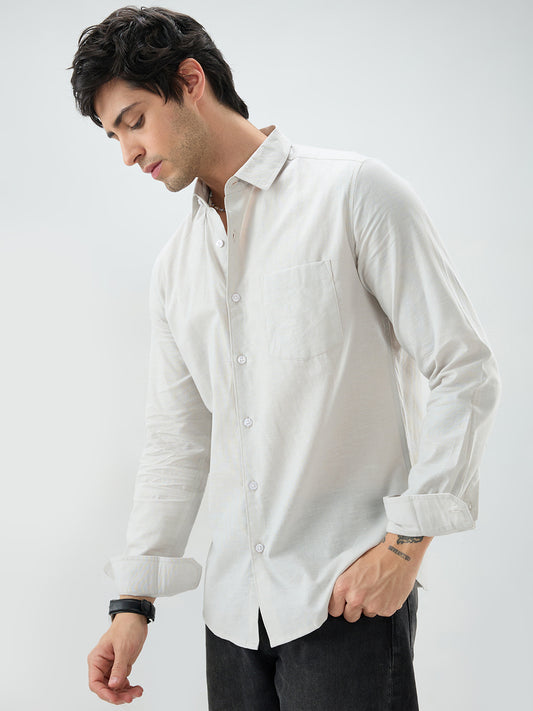 Grey Slub Textured Everyday Shirt