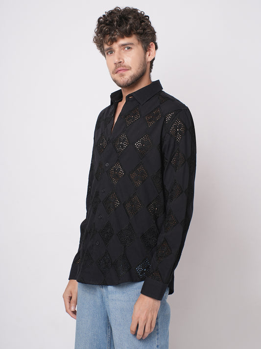 Pitch Black Diamond Schiffli Shirt