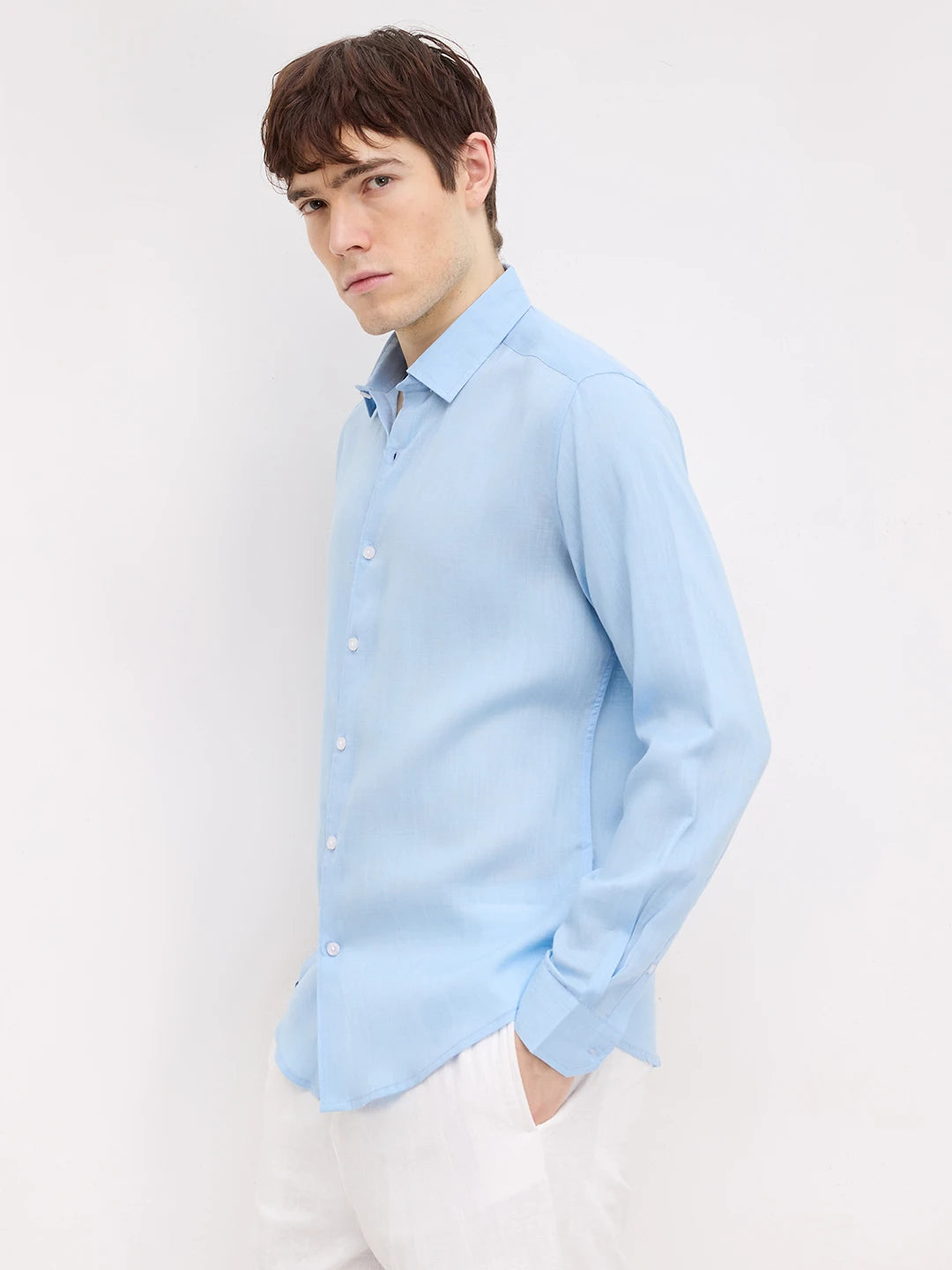 Refreshing Breezy Blue Lyocell Shirt