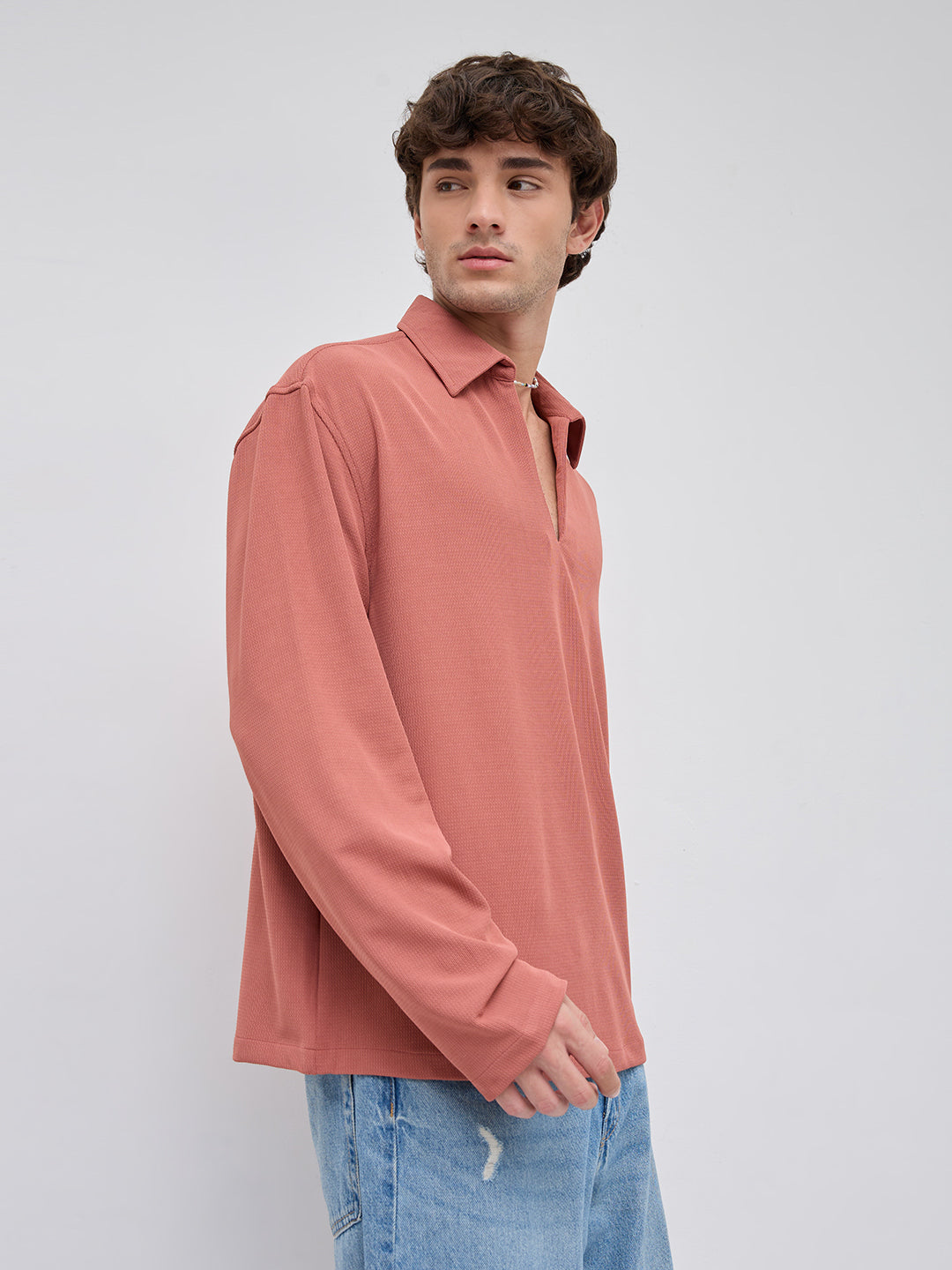 Rustique Ridge Oversized Knitted Polo Shirt