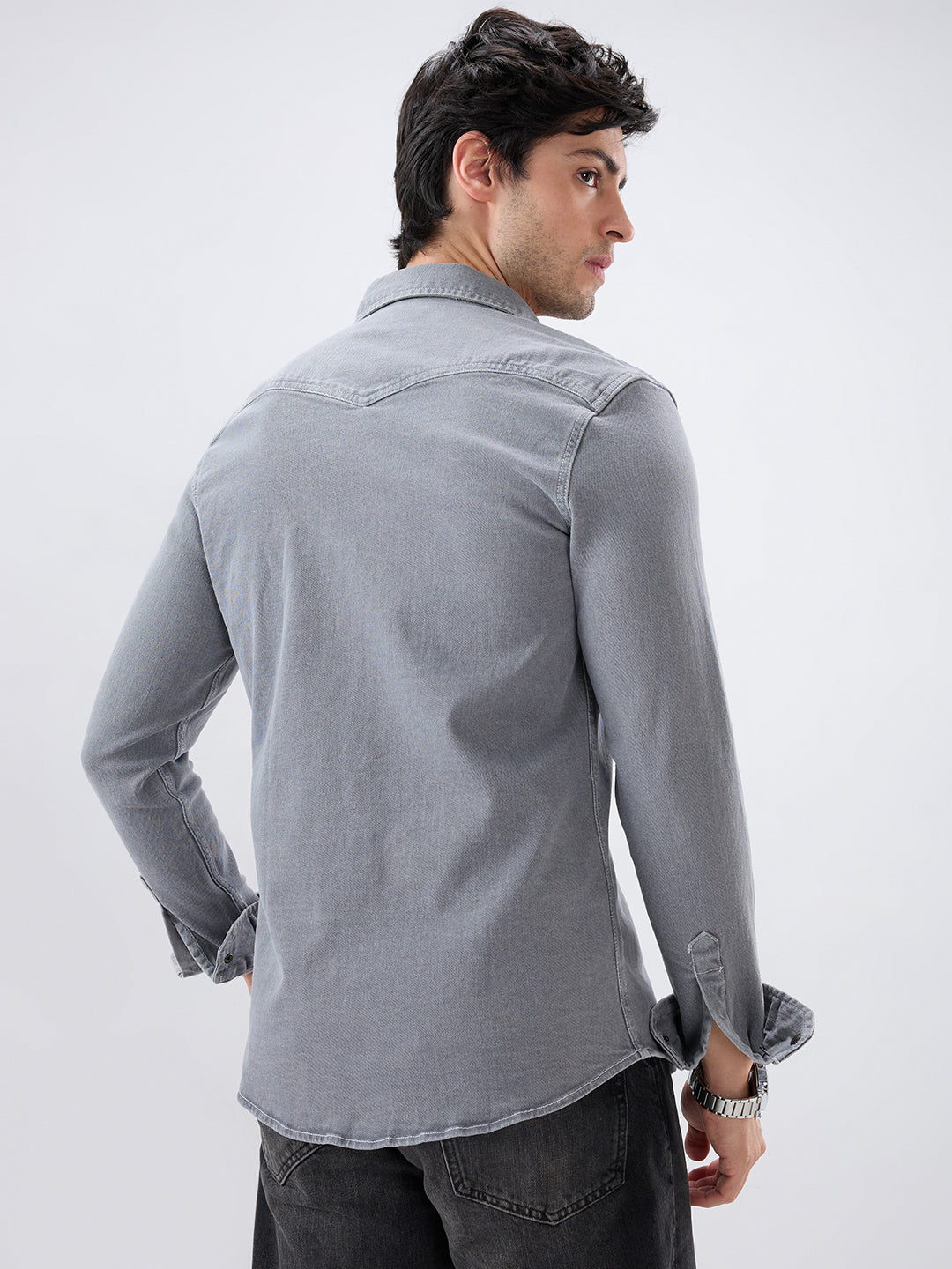 Vintage Grey Denim Double Pocket Overshirt