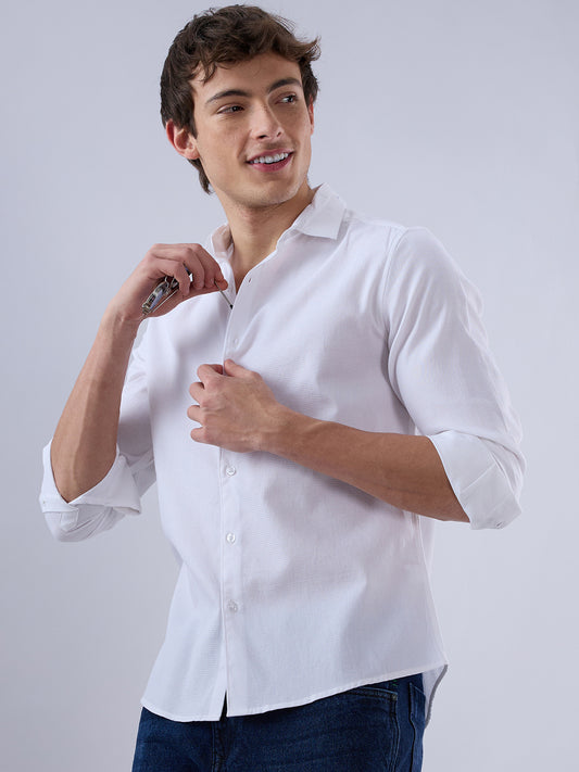 Snow White Minimal Textured Shirt