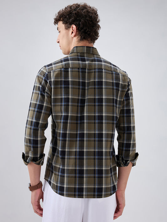 Olive & Black Diamond Loom Checked Shirt