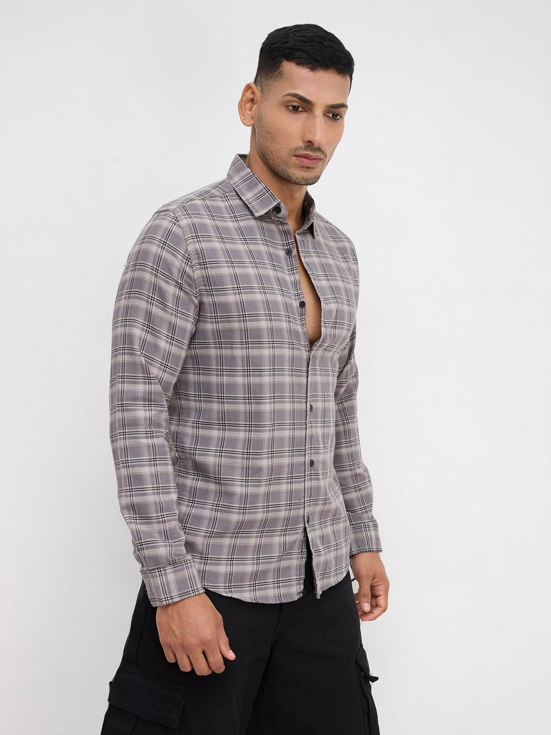 Smokey Ashline Monochrome Vibe Checked Shirt