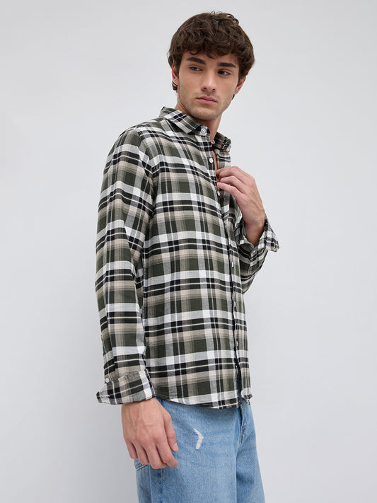 Classic Forest Green & White Plaid Checks Shirt