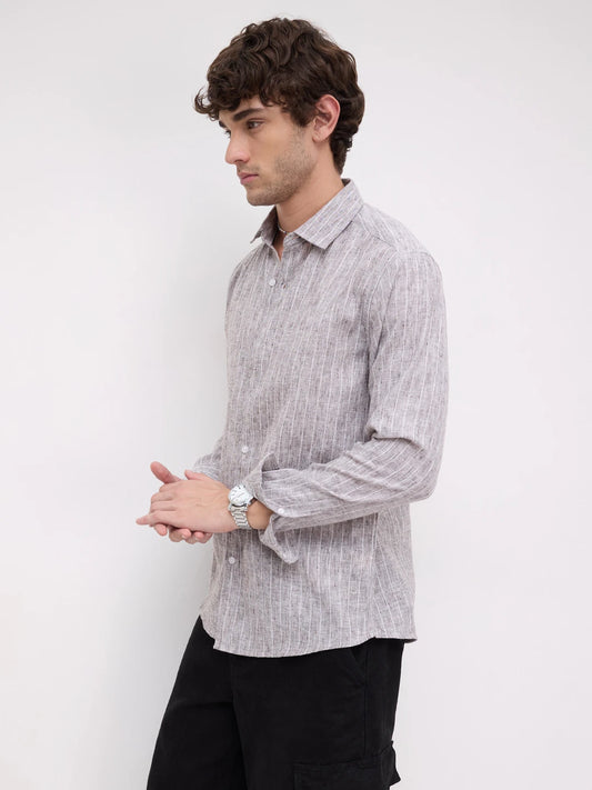 Ash Grey Melange Textured Shirt