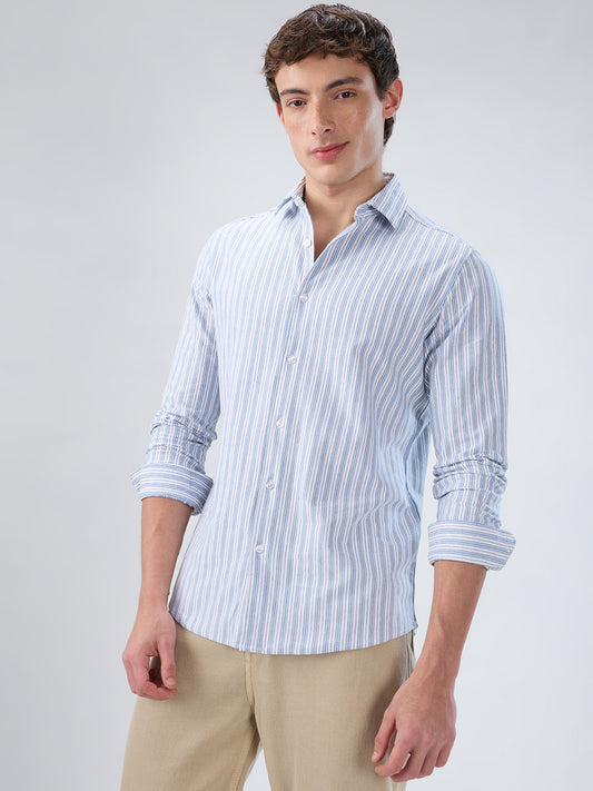 Classic Blue Mist Striped Knitted Shirt