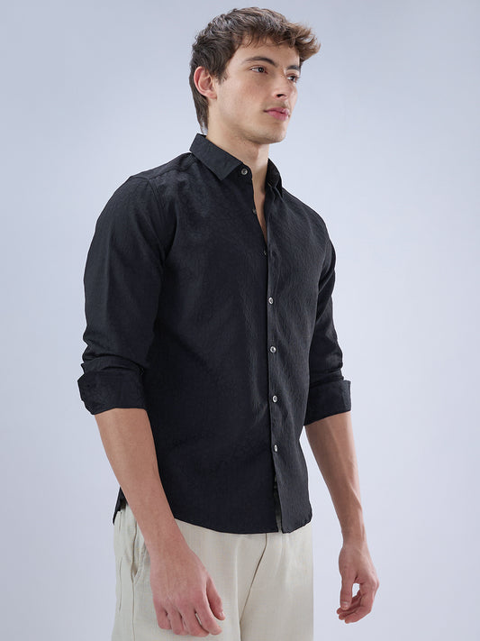 Imperial Jade Black Textured Shirt