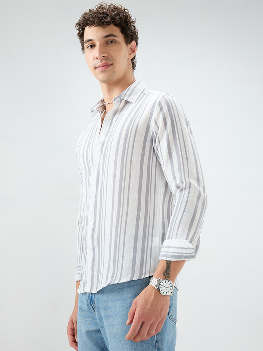 Ash Grey Vertical Striped Lightweight Shirt