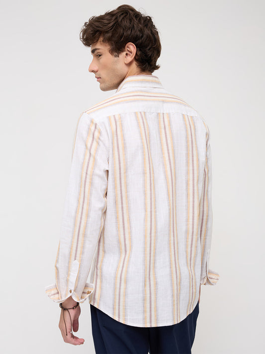 Sunwashed Multi Striped Slub Textured Shirt