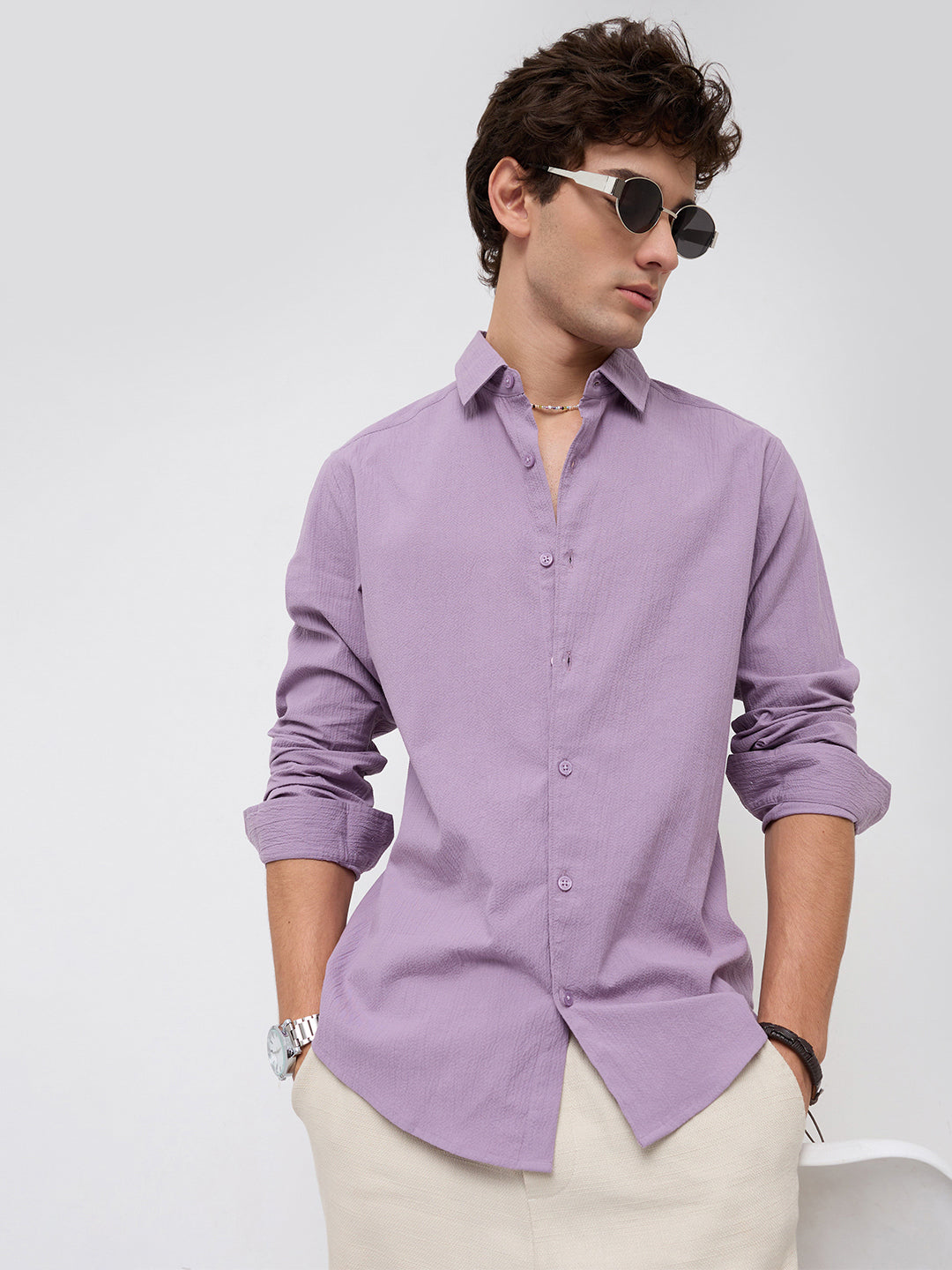 Heather Purple Fine Textured Shirt