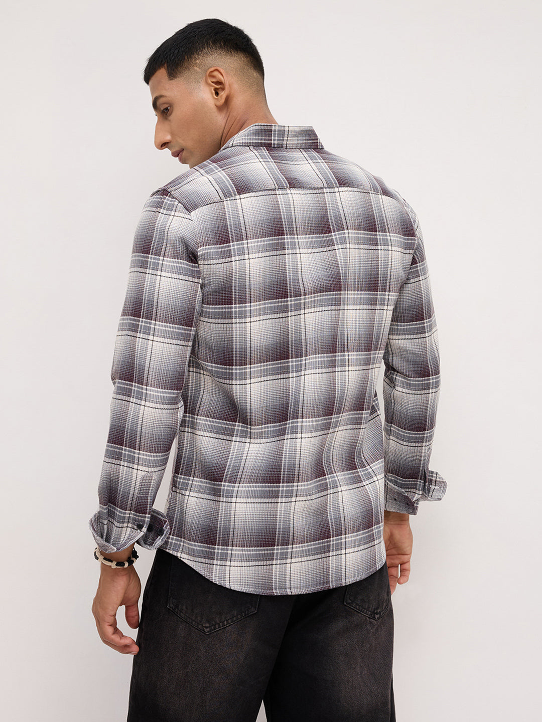 Steel Grey Multi Plaid Checks Shirt
