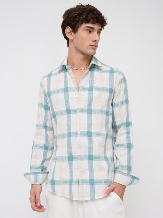 Premium Timeless Seafoam Green Block Checks Shirt