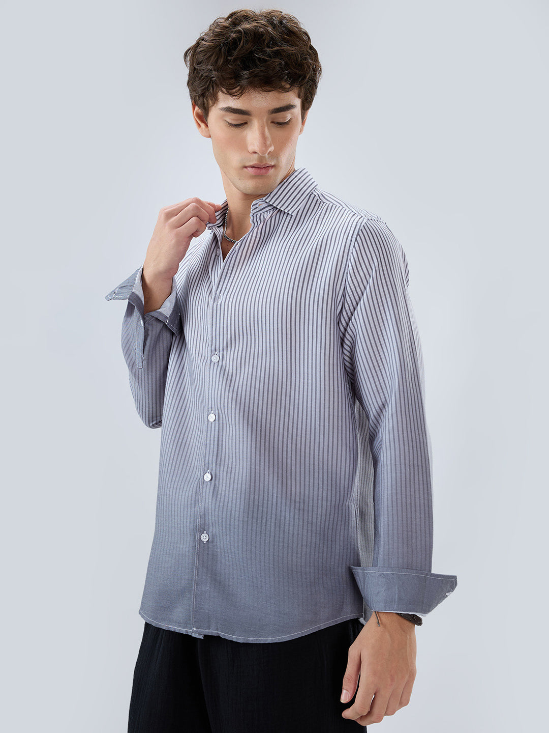 Muted Grey Pinstripe Ombre Shirt