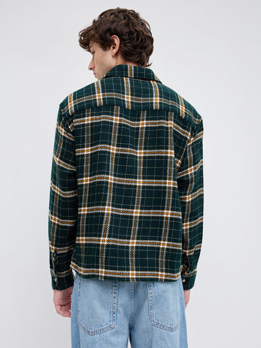 Forest Green Tartan Checked Boxy Fit Crop Flannel Shirt