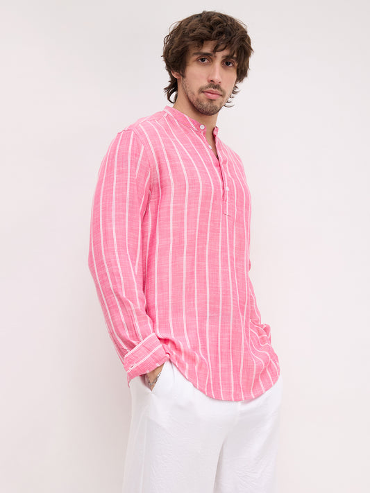 Romantic Rose Pink Striped Kurta