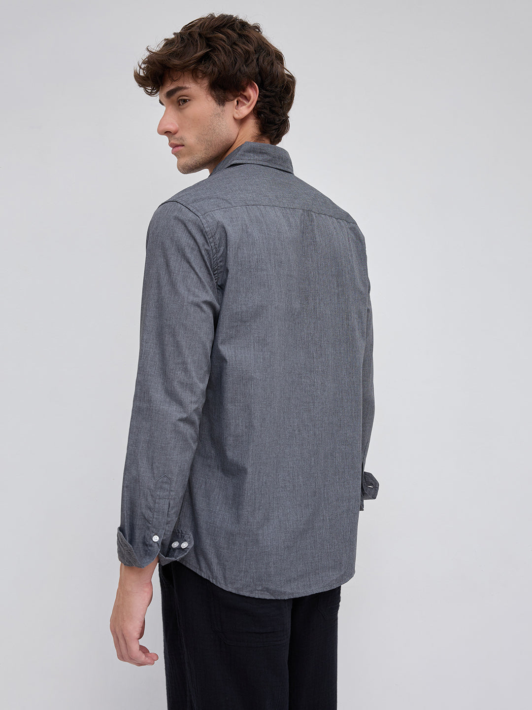 The Slate Grey Micro-Texture Essential Shirt