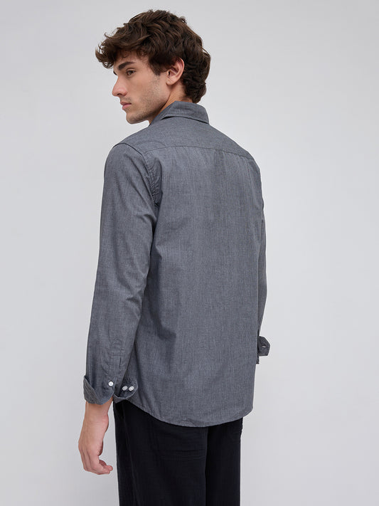 The Slate Grey Micro-Texture Essential Shirt