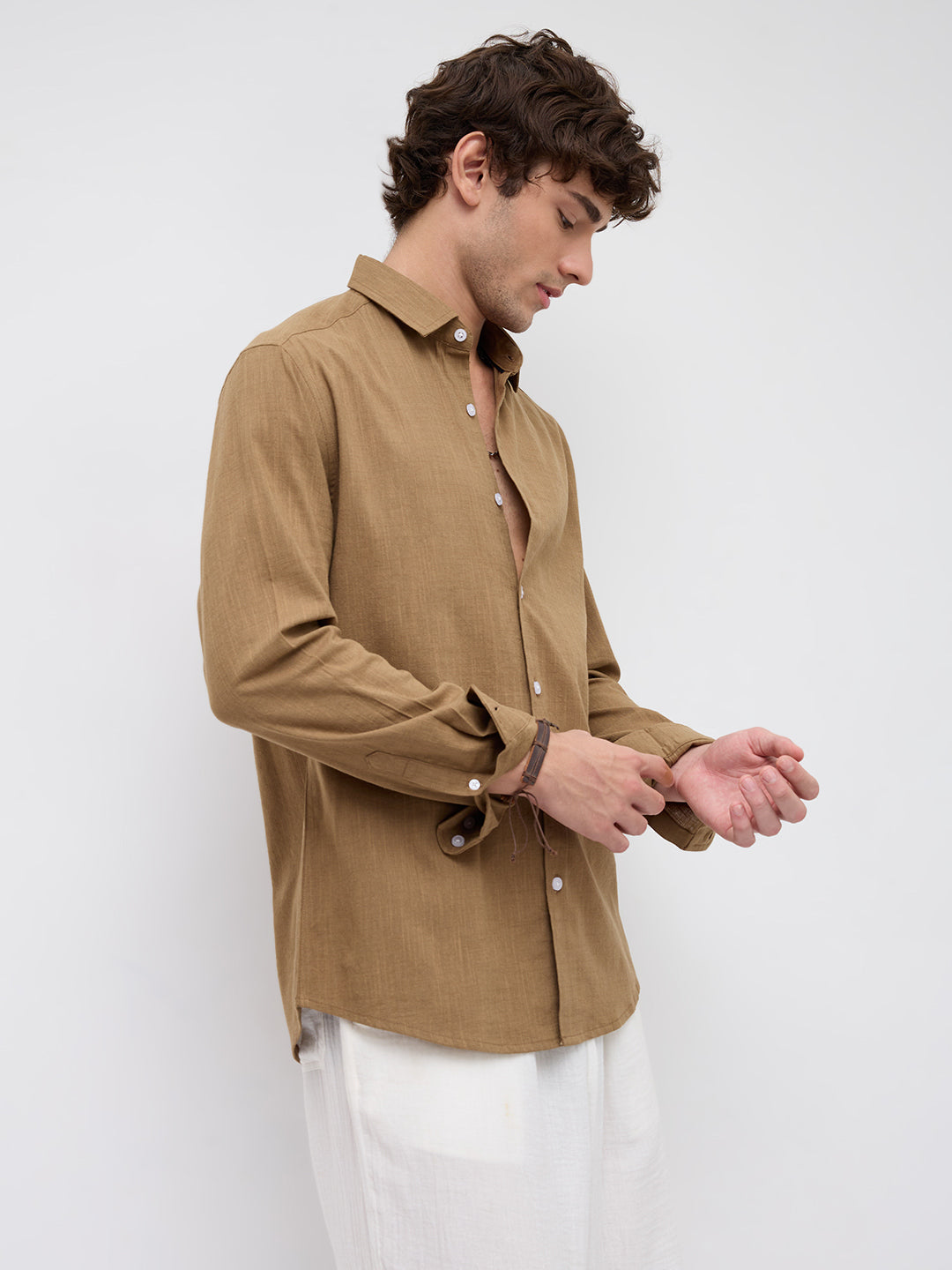 Peanut Brown Textured Shirt