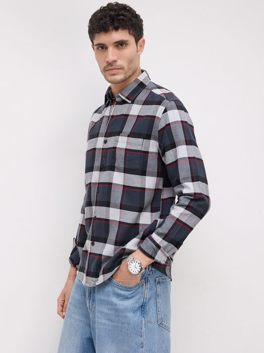Urban Grey & Black Plaid Checks Shirt