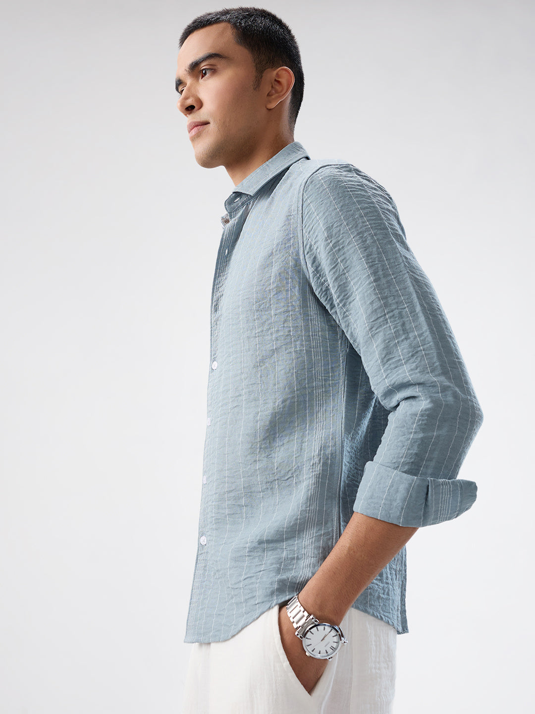 Schmick Dusty Teal Pinstripe Shirt