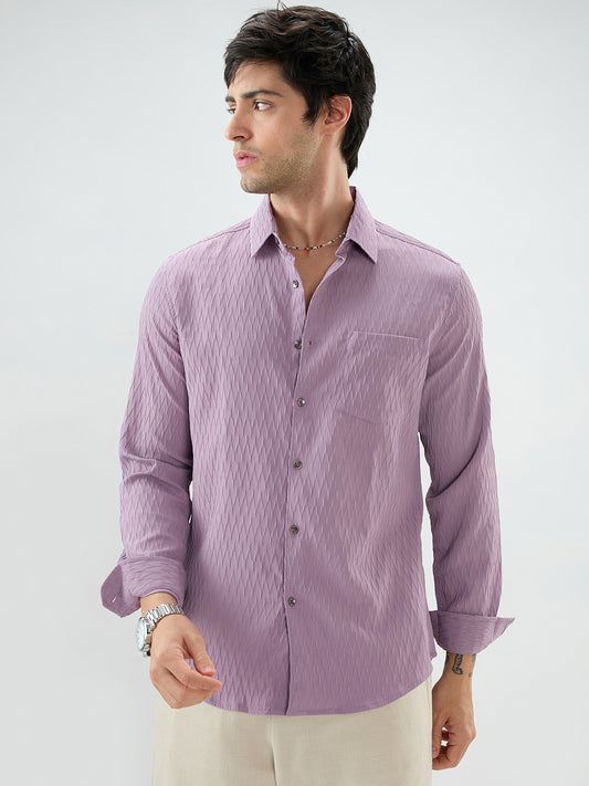 Elegant Purpureus Crinkled Jacquard Shirt