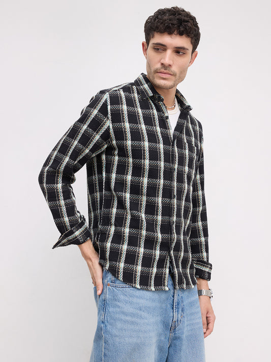 Black Cityscape Checks Shirt