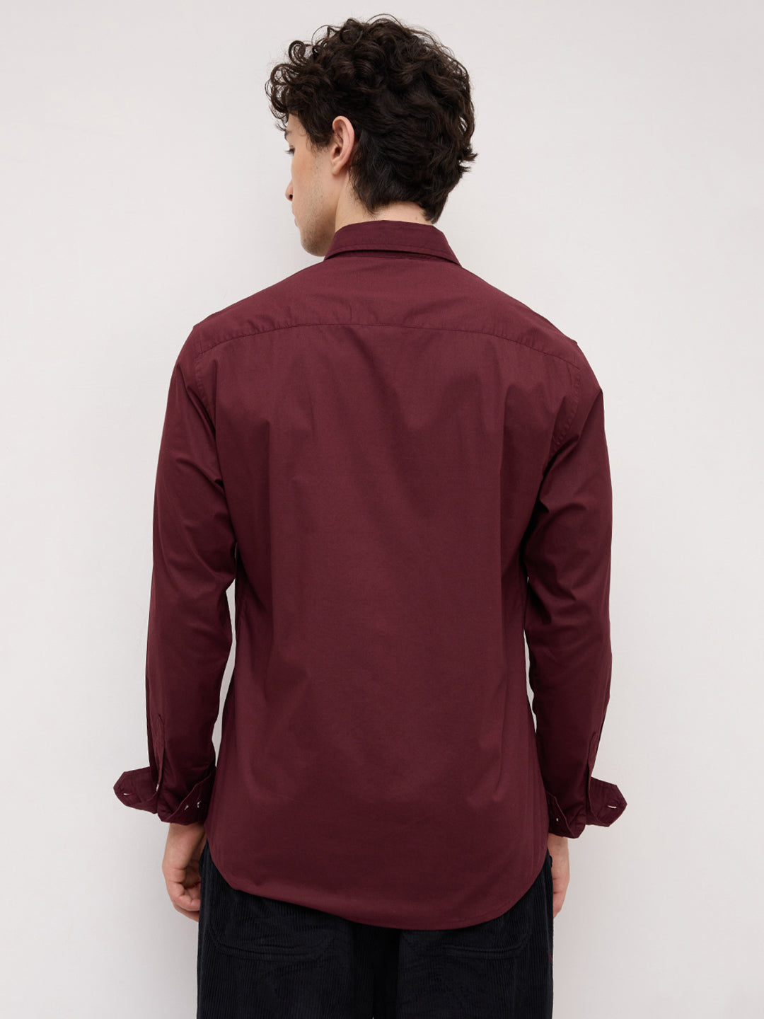 Maroon Button-Down Collar Business Shirt