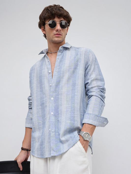 Blue & White Refined Multi Striped Shirt