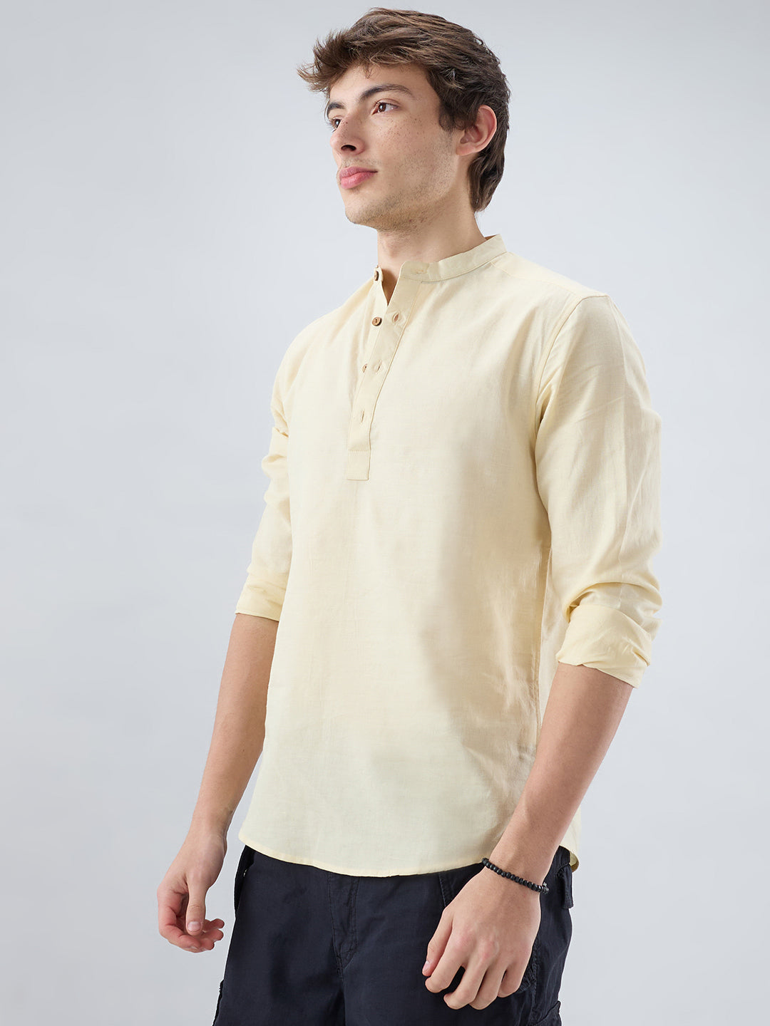 Premium Butter Yellow Linen Blend Kurta