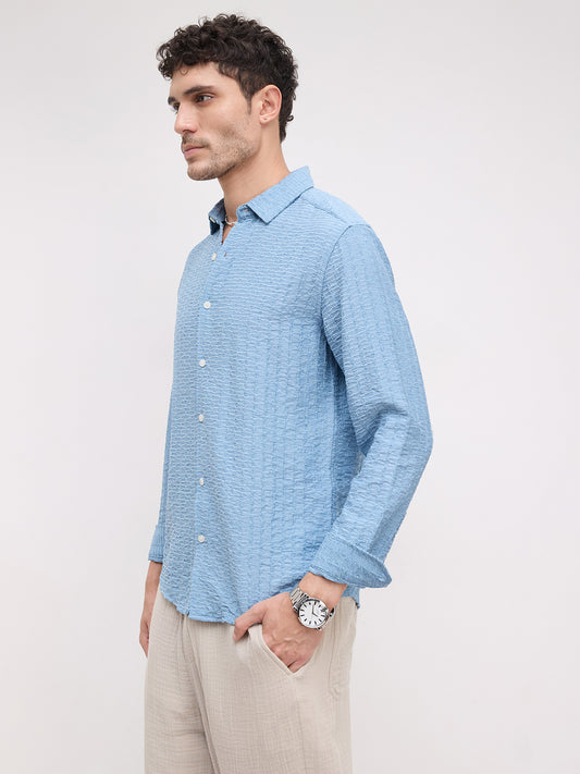 Crystal Wave Blue Horizontal Textured Shirt
