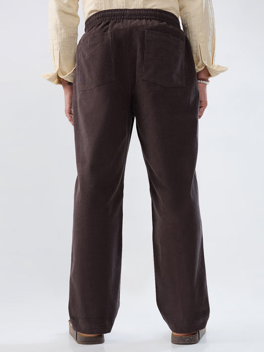 Coffee Brown Corduroy Tapered Trousers