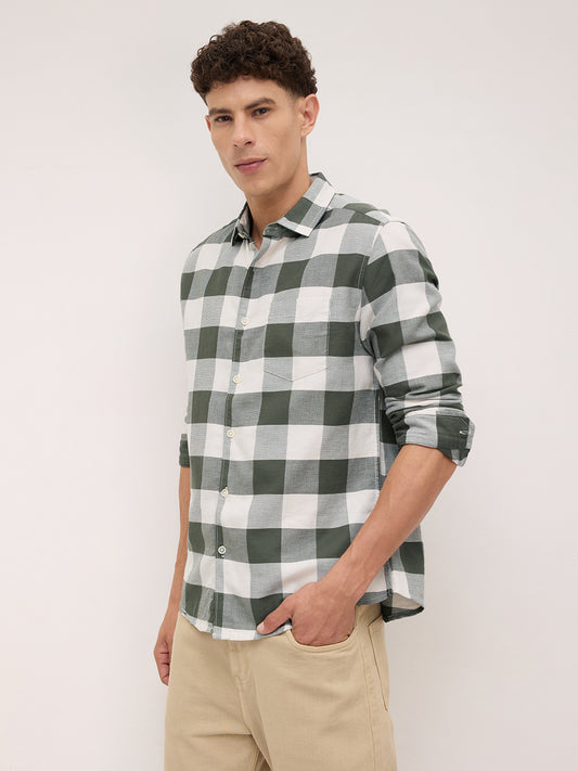 Timeless Box Checks Olive Shirt