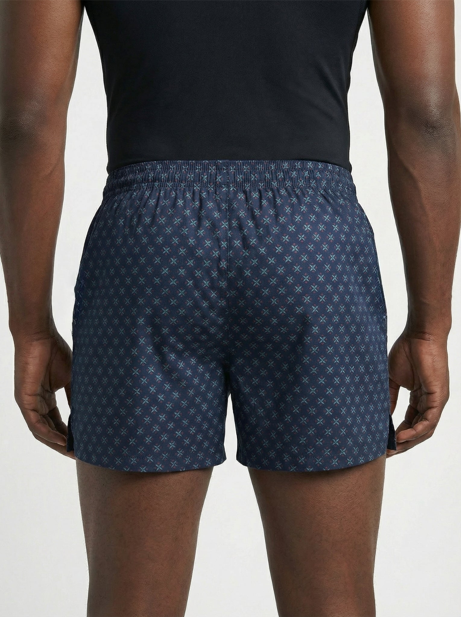Indigo Dye Geometric & Island Vibe Basketball Print Boxers