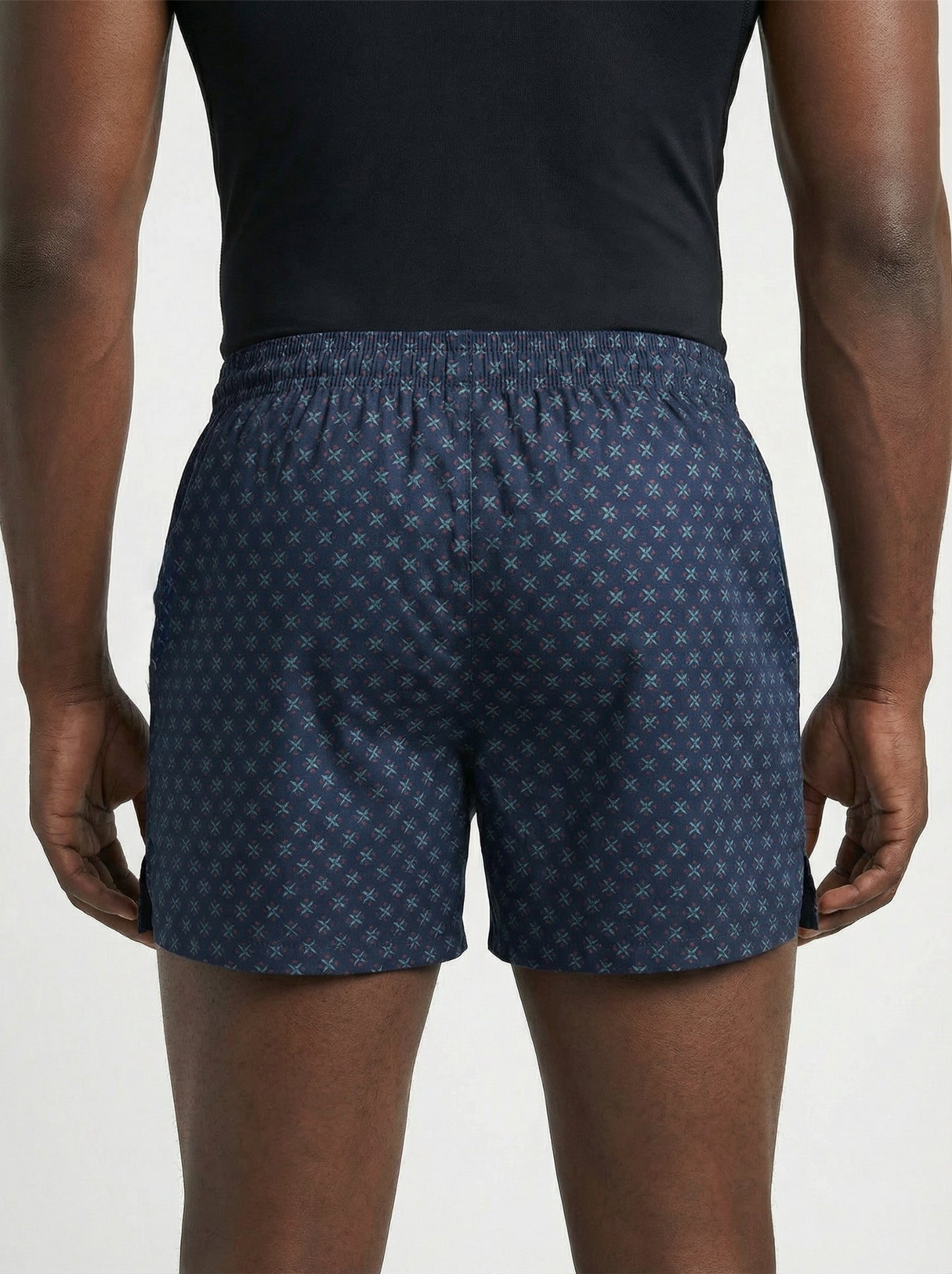 Indigo Dye Geometric & Island Vibe Basketball Print Boxers